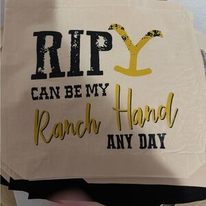 Canvas Tote Bag with Yellow and Black Ranch Hand Design